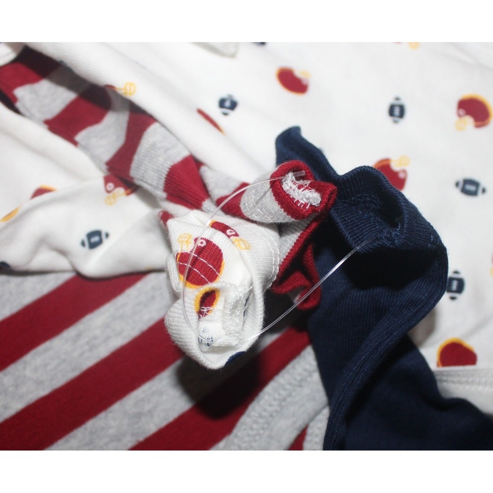 Just One You by Carters Baby Boys 3PK Long Sleeve Football Bodysuits Navy Red 3M - Picture 7 of 7